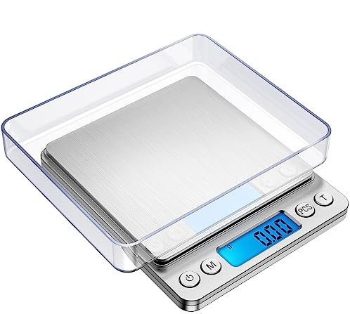 OQIMAX Feinwaage 500g/0.01g, Taschenwaage mit Tara-Funktion, 6 Einheiten Konvertierung, PCS Funktion, LCD-Anzeige, Auto-Off