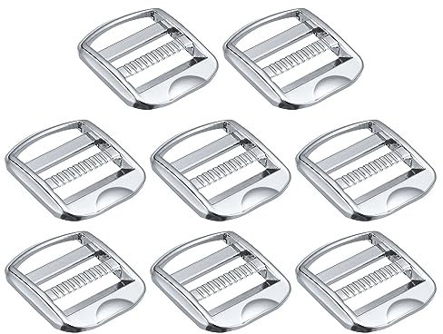 Uxcell Metal Ladder Buckle Slider Tri-Glider Metal Adjustable Buckles, 8pcs 25mm(1) Inner Width for Webbing Backpack Strap, Silver Tone