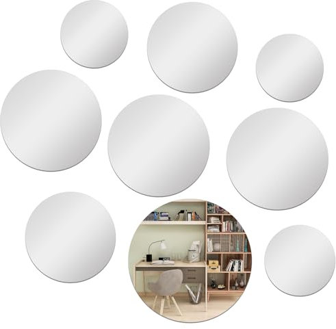 9 Stück Runde Spiegel Aufkleber Rund Selbstklebende Spiegel Klein Rund Klebespiegel für Die Wand, Klebespiegel Rund Selbstklebende Fliesenspiegel, Kleine Spiegel zum Aufkleben DIY Wandsticker