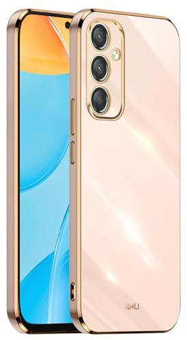 HONLEN Coque pour Samsung Galaxy A15 (4G) / Samsung Galaxy A15 5G (6.5 inches), Étui en TPU Souple en Silicone, Design de Cadre de Galvanoplastie - Rose