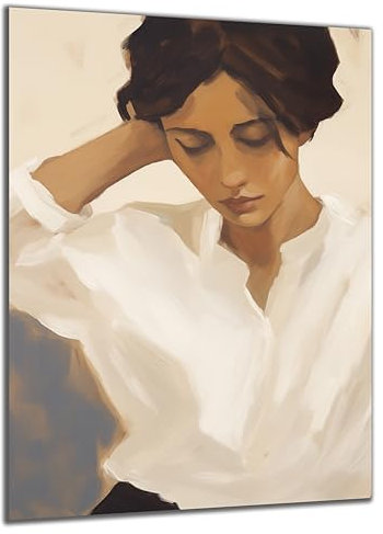 DARO Design - Wand-Bild Abstrakt Frau mit weißer Bluse auf 6mm HDF 30x20 cm - Wand-Deko Bilder Geschenk