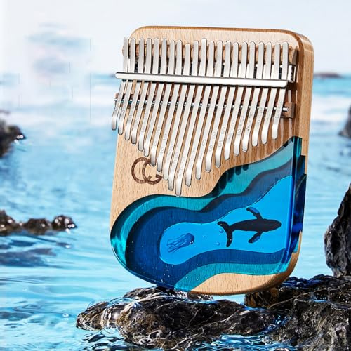 Glomora Mini-Daumenklavier aus Kunstharz – Tragbare Kalimba Mit Mehreren Tönen Für Kinder Und Erwachsene – Ein Perfektes Musikalisches Weihnachtsgeschenk(21-Ton-Harzmodell-Wal)