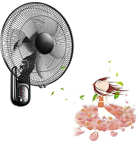 HUNTFF Home Wall Mounted Fans 16 inch 18inch metal Wall Fan Air Circulator,Electric Cooling Fan with 3 Speed Settings,60 Watts,Ideal For Home,Office -Black
