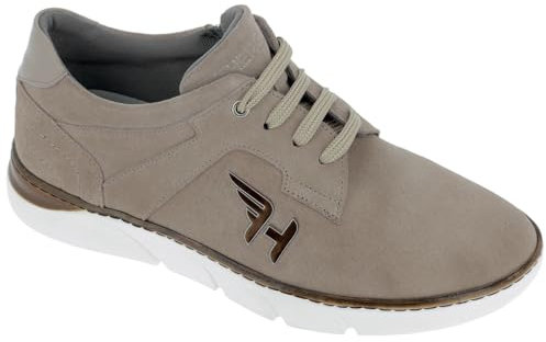 Hergos, Sneakers da Uomo Scamosciate con Cerniera Laterale, Taupe, 42 EU
