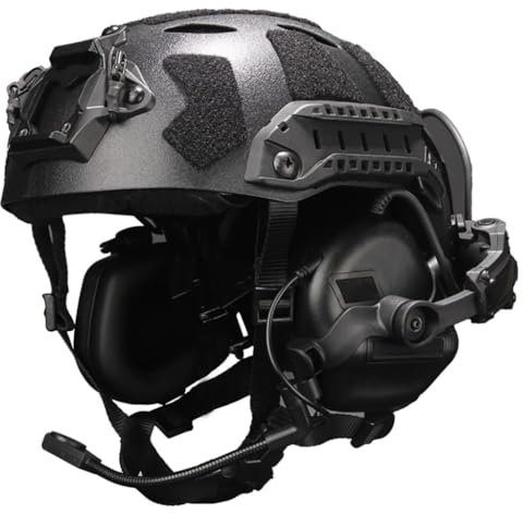 TS TAC-SKY for La Chasse Au Paintball CS Game Gear Multicam Tactical Fast Helmet avec Casque Tactique Militaire Casque D'extérieur SF Airsoft Casque Antibruit(BKB)