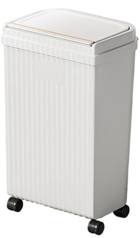 DZYHFCO Poubelle de cuisine avec roulettes, 20 litres, couvercle à pression sur le dessus, poubelle en plastique pour salle de bain, salon, bureau, garage