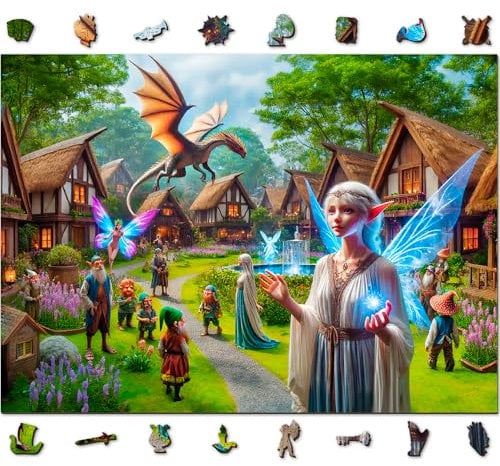 WOODEN.CITY Fantasy Country Holzpuzzle 1000 Teile - Premium Puzzle für Erwachsene, Made in EU, Größe 21 1/10.2 cm x 15 1/5.1 cm