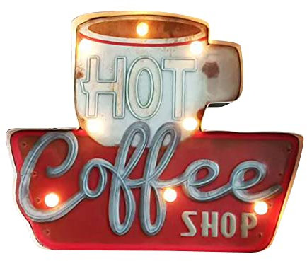 Generic Kaffeeschild, Coffee-Shop-Wanddekoration, Kaffee-Neonschild, Retro-Design für Coffee-Shop, Büro, Küche, Restaurant aus Metall