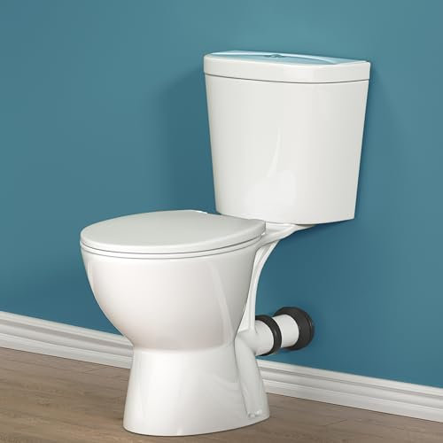 Findepot Stand WC mit Spülkasten komplett, WC mit schließendem WC-Sitz, WC-Becken mit waagerechtem Keramik-Ablauf, Ablauf hinten 38 cm hoch Toilette