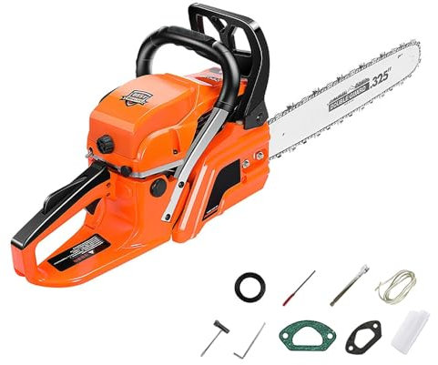 Benzin-Kettensäge mit 2-Takt 75cc 4,8 PS Motor mit 20'' Blatt, 20m/s Kettengeschwindigkeit, Easy-Start-Starter, Anti-Vibrationssystem,Leistungsstarke, für Holzbearbeitung und Garten (52CC)