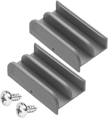M6219 Lot de 2 guides inférieurs de porte de douche coulissante (gris) pour porte de douche coulissante (suspendue) – Canaux de 1,27 cm pour porte de douche en verre – Guide en plastique (gris)