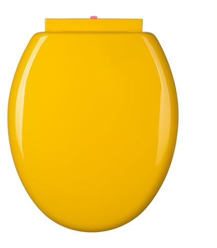 Brigtviee Abattant De WC à Fermeture Douce en Forme De Rond,SièGe De Toilette Couleur en Plastique,Fermeture Douce Et Silencieux,Facile à Nettoyer Et à Installer 36.5 * 46cm,Jaune