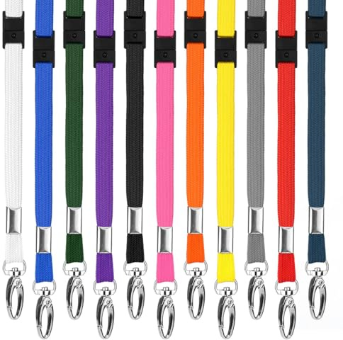 LanyardsTomorrow Umweltfreundliches RPET-Schlüsselband mit Metall-Karabinerclip, 10 mm breit, Sicherheitsverschluss, recyceltes Polyester, Ausweishalter, Halsriemen, blau, Pack of 100