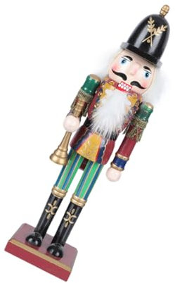 CHILDWEET Holz Nussknacker Figur Soldat Mit Stoffbespannung Traditionelle Weihnachtsdeko Stabiler Stand Beweglicher Mund Handgefertigtes Design Für Wohnzimmer Und Büro Festliche Adornment