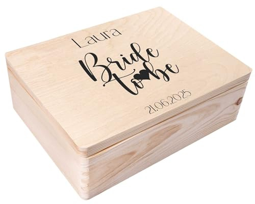 Creative Deco Hochzeitsgeschenke Personalisiert für Braut Bride to Be Deko | Geschenk JGA | Erinnerungsbox Hochzeit | Holzkiste mit Deckel | Personalisiertes Verlobungsgeschenk Hochzeitsgeschenk