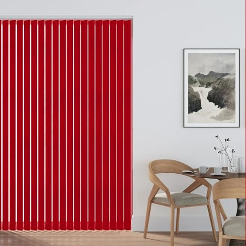 Hambrook Made to Measure Vertical Blinds – Custom Size Window Blinds with Headrail, Slats & Fixings – Light Filtering, Ideal for Home & Office (Red, Upto 250cm wide X Upto 200cm drop)