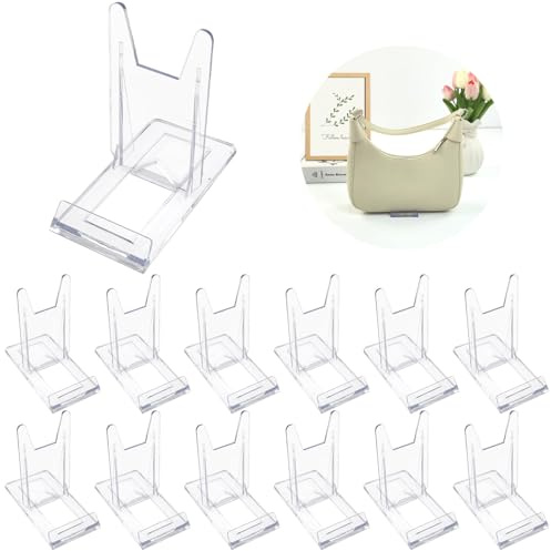 Sibosen 12 Sets of Adjustable Purse Display Stand Clear Acrylic Handbag Holder for Wallet Purses Handbag Bag Clear Stand for Display，Acrylic Case for Party Wedding Home Decoration Birthda