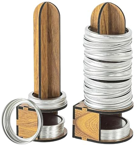 Wooden Canning Ring Holder - Jar Lid Storage Rack For Pantry Organization | Food Preservation Accessory, For Kitchen, Pickling, Jam Making, Home Use, Canning Supplies, 2 Pieces