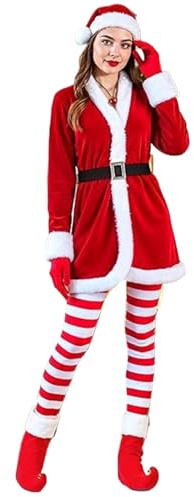 Weihnachtsmann-Kostüm | Anzug Gürtel Hut Handschuhe | Weihnachtsmann-Thema Claus Outfit mit Gürtel – für Bühnenauftritt, Parade