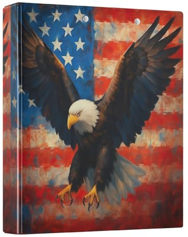 Grunge Ordner mit amerikanischer Flagge, 3,8 cm, 3 Ringe, dekorativer Drei-Ringordner mit rutschfestem Clip, Notizbuch, Ordner für Schulbedarf, 1 Packung