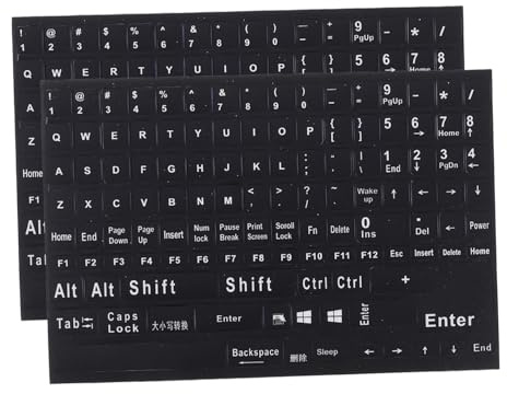 PAMINGONO 2 Bögen Selbstklebende Englische Tastaturaufkleber aus PVC Verschleißfest und Allgemein Einsetzbar für Desktop und Laptop Tastaturen Geeignet