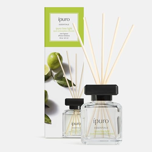 ipuro Essentials LIME LIGHT Raumduft mit Stäbchen 100 ml - Raumerfrischer mit Zitronengras, Bergamotte, Orange, Geranie, Maiglöckchen & Vanilleblumen Duft Aroma - Diffuser mit Stäbchen, Lufterfrischer
