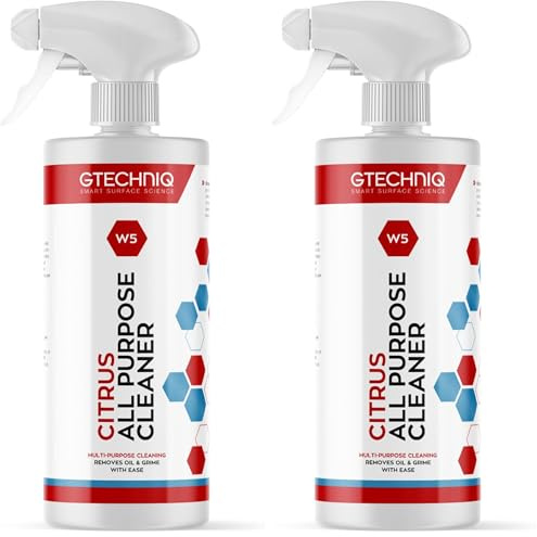 Gtechniq W5 All Purpose Cleaner - Car Degreaser Spray for Oil, Grease and Stain Remover. Suitable for Most Surfaces and Car Wheel Cleaner, 100% Biodegradable Car Cleaning Products. 500ml (Pack of 2)