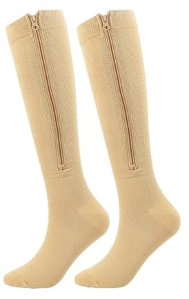 Calze A Compressione Con Cerniera 1 paio di calzini a compressione con cerniera da donna e uomo, calze a pressione in nylon punta chiusa ad alta elasticità