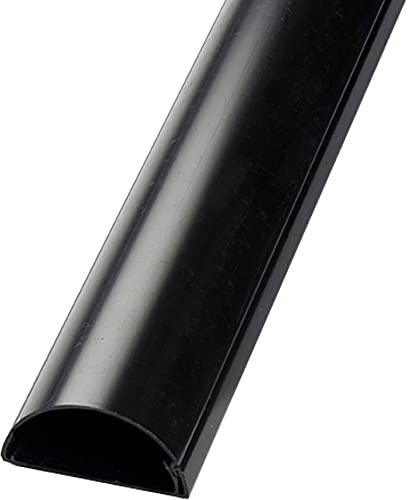 25cm – 50mm x 25mm Black Trunking | Half Round Cable Conduit Cover | HDMI AV TV Ethernet & Scart Wire Ducting | Wall Tidy Management | Self-Adhesive Backing *Easy Install* | Neat Skirting Home