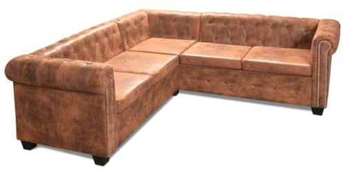 vidaXL Chesterfield Sofa 5-Sitzer Couch Wohnmöbel Büromöbel Kunstleder Braun