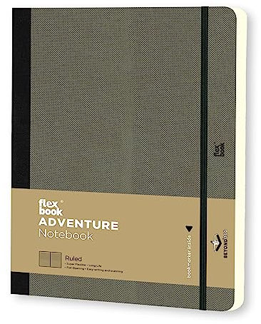 Flexbook Adventure - Notizbuch 17x24cm Taschenformat, 192 Seiten liniert, Elefant-Grau