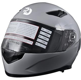 BSWAY Motorradhelm ECE 22.06 – Hochwertiger Integralhelm für Erwachsene, Vollvisier Mopedhelm Full-Face Helme mit Belüftung & Sonnenblende, Sicher & Retro-Design, Grau (XXL)