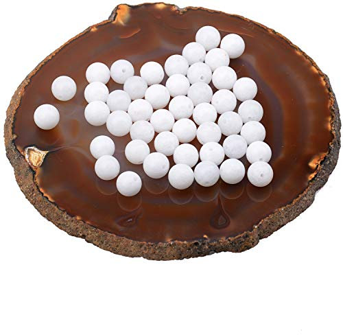 LPBeads 100 Stück 8 mm natürliche weiße Alabaster-Edelsteine runde lose Perlen für Schmuckherstellung mit Kristall-Stretchschnur