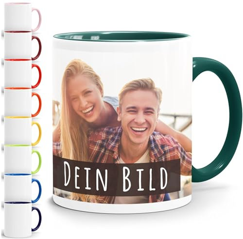 SpecialMe® personalisierte Fototasse mit eigenem Foto persönliches Geschenk Kaffeetasse mit Bild selbst gestalten inner-grün Keramik-Tasse