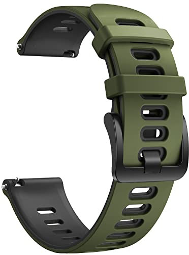 ANBEST 22mm Armbänder Kompatibel mit Garmin Vivoactive 4/Venu 2/Active Armband, Sport Silikon Uhrenarmband für Gear S3/Galaxy Watch 46mm/Gear S3 Frontier/Galaxy Watch 3 45mm, Armee Grün/Schwarz
