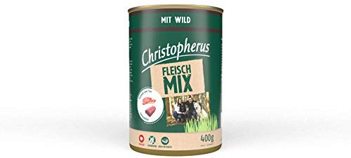 Christopherus Fleischmix, Mit Wild, Vollnahrung für Hunde, Nassfutter, 6 x 400 g