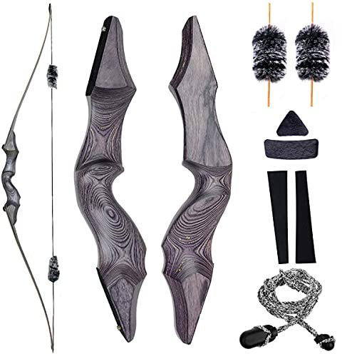 Obert 60 Zoll Bogenschießen Takedown Langbogen 25-60lbs Rechte Hand Jagdbogen Sportbogen Traditionell Holzbogen für Erwachsene (35lbs)