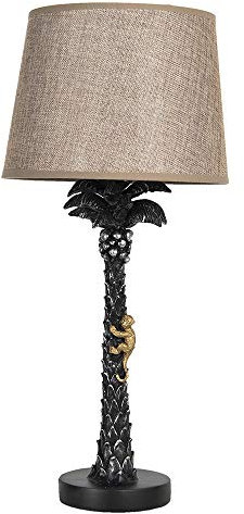 Clayre & Eef Tischlampe Ø 27x54 cm E27/max 1x60W Braun Kunststoff Rund Palmenbaum Schreibtischlampe