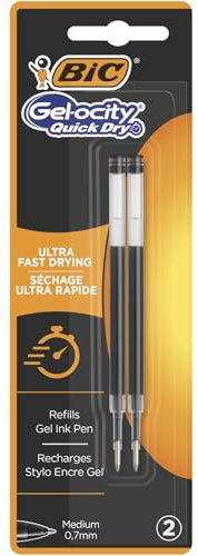 Bic Gelschreiber Ocity Quick Dry 0,7 mm, Schwarz, 2 Stück