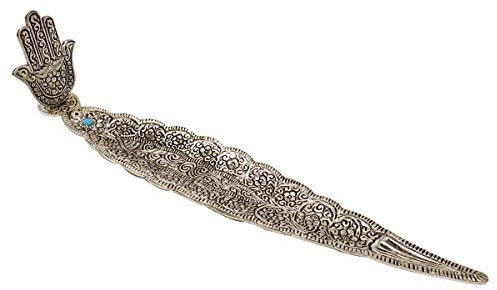 Vidal Regalos Brûleur d'encens métallique argenté main de Fatma 30 cm