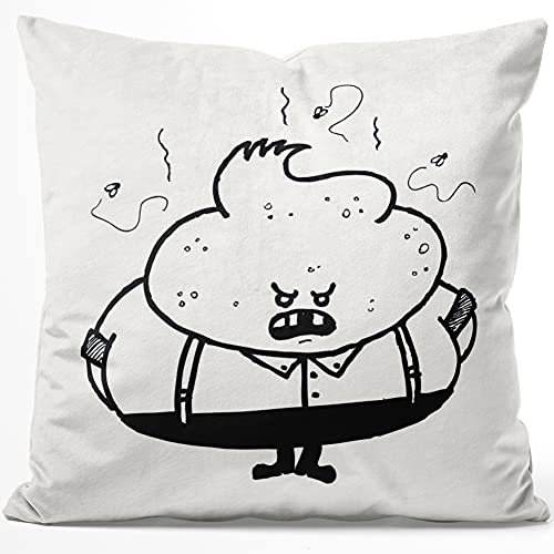 JUNIWORDS Kissen, Kackhaufen Meckern, 40 x 40 cm, Flauschig Samtweich Weich