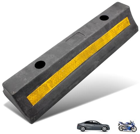 FISHTEC Tope de estacionamiento - Tope de estacionamiento de goma - Tope de ruedas para aparcamiento y garaje - Tope de ayuda al estacionamiento - Cuña de rueda - 50 x 15 x 10 CM