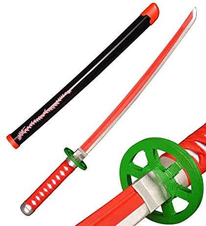 ZNLVZSH Demon Blade Épée de samouraï en Bois, Anime Cosplay Ninja Sword Props, pour Les Fans de Noël ou d'anniversaire Anime Lovers Jouets décoratifs, 41 Pouces, Kamado Nezuko