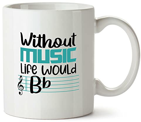Hippowarehouse Life Without Music Would B Flat Pun Printed Mug Various Colour Options Ceramic Cup Kitchenware 10oz