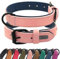 Didog Weich gepolstertes Hundehalsband aus Leder,strapazierfähiges Hundehalsband aus Leder mit Verstellbarer rostfreier Metallschnalle für kleine, mittelgroße und große Hunde, Pink, XL