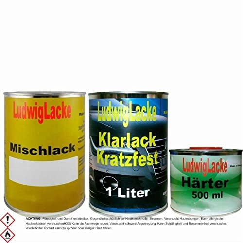 Ludwiglacke 2,5 Liter Lackset in Prata Reflex LA7W für VW * bestehend aus 1 Liter Basislack, 1 Liter 2K Klarlack und 0,5 Liter Härter.