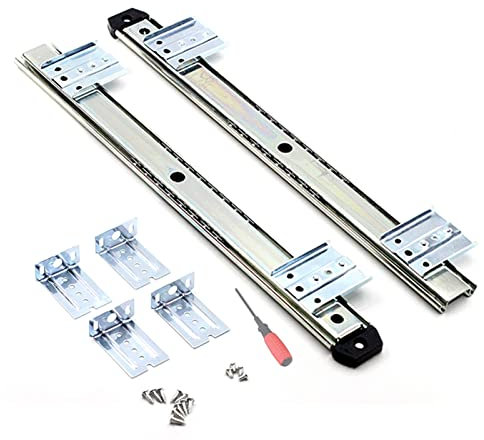 Ball Bearing Keyboard Slides 14inch Keyboard Drawer Slides, 2 Pcs, For Under Desk Drawer DIY Or Keyboard Shelf, With Mount Bracket/Adjustable Height, Cabinet Furniture Rails ( Color : Silver , Size :