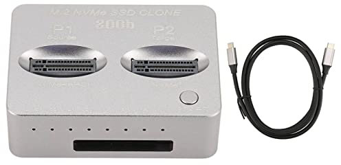 Dual Bay Hard Drive Duplicator, M.2 NVME Cloner Docking Station SATAs Duplicator USB 3.2 Type C Gen2 X 20 Gbps Dual Bay Offline Clone Docking Station