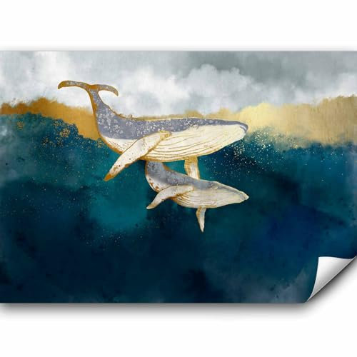 murando - Fototapete Premium-Vlies Unterwasserwelt 350x256cm - Foto Tapete Wohnzimmer Moderne Vliestapete Wandtapete Motivtapeten Bildtapete 3d Effekt Wand Dekoration Fisch Tiere Ozean Wal wie gemalt