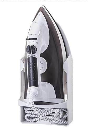 Zerodis Electric Iron Holder, Wall Mount Iron and Ironing Board Storage Organizer Shelf with Removable Hooks for Laundry Rooms Storage